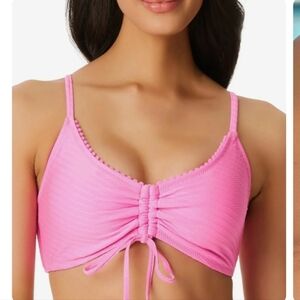 Jessica Simpson Women's Pretty in Pique Ruched Bikini Top Women's Swimsuit